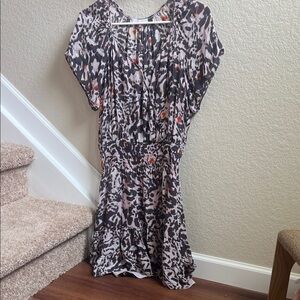 Parker Black and beige Patterned Midi Dress